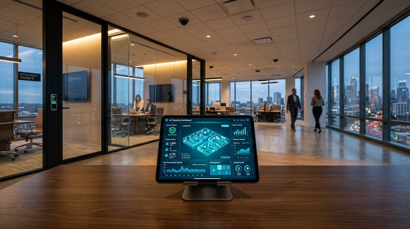 IoT integrated smart office security sensors and monitoring dashboard Singapore